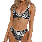 Illuminati Symbol Print Front Bow Tie Bikini