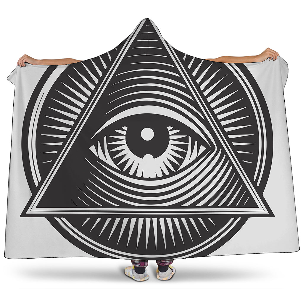 Illuminati Symbol Print Hooded Blanket