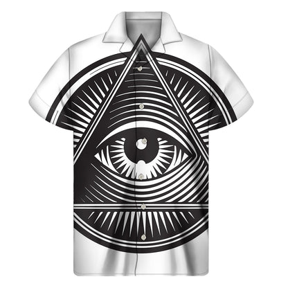 Illuminati Symbol Print Men's Short Sleeve Shirt