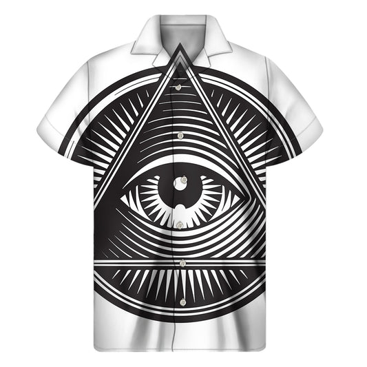 Illuminati Symbol Print Men's Short Sleeve Shirt