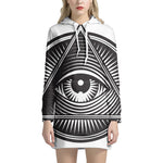 Illuminati Symbol Print Pullover Hoodie Dress