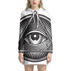Illuminati Symbol Print Pullover Hoodie Dress