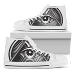 Illuminati Symbol Print White High Top Shoes