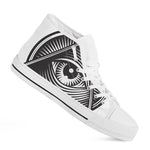Illuminati Symbol Print White High Top Shoes