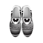 Illuminati Symbol Print White Slip On Shoes