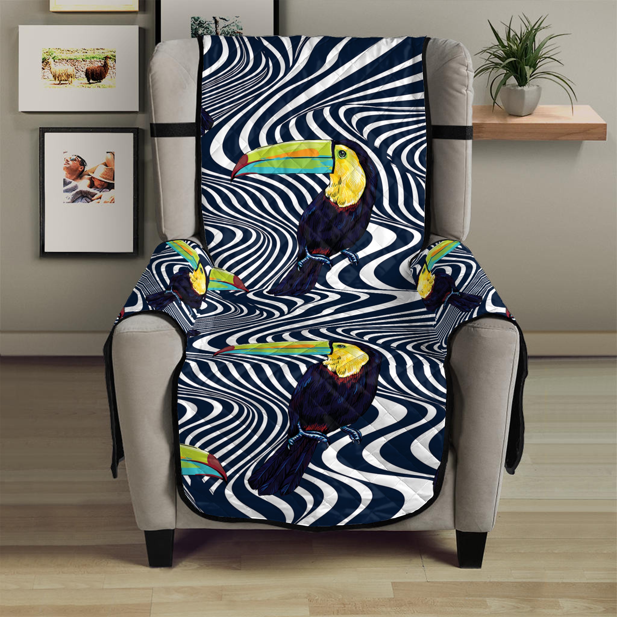 Illusion Toucan Print Armchair Protector