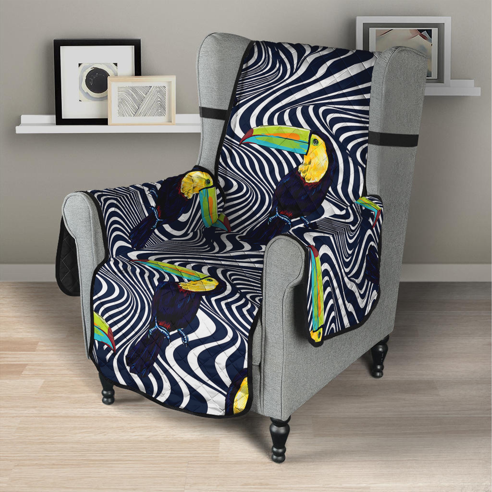 Illusion Toucan Print Armchair Protector