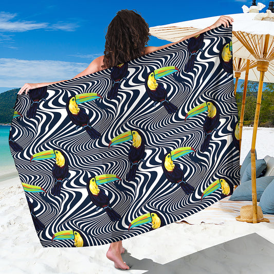 Illusion Toucan Print Beach Sarong Wrap