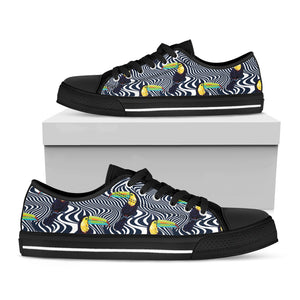 Illusion Toucan Print Black Low Top Shoes