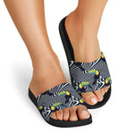 Illusion Toucan Print Black Slide Sandals