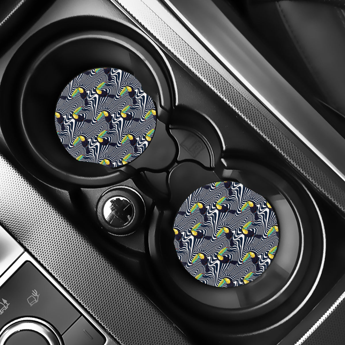 Illusion Toucan Print Car Coasters