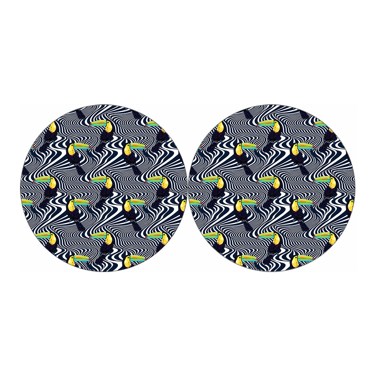 Illusion Toucan Print Car Coasters