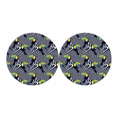 Illusion Toucan Print Car Coasters