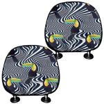 Illusion Toucan Print Car Headrest Covers