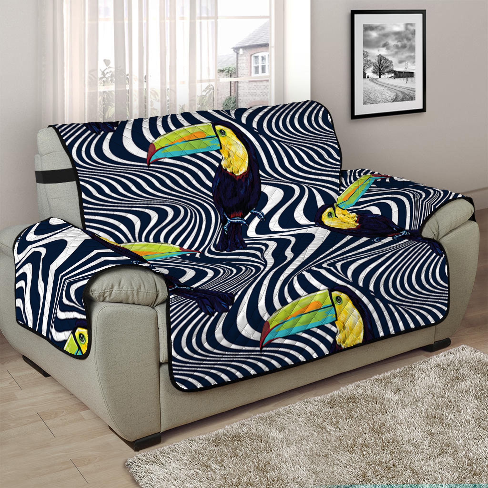 Illusion Toucan Print Half Sofa Protector