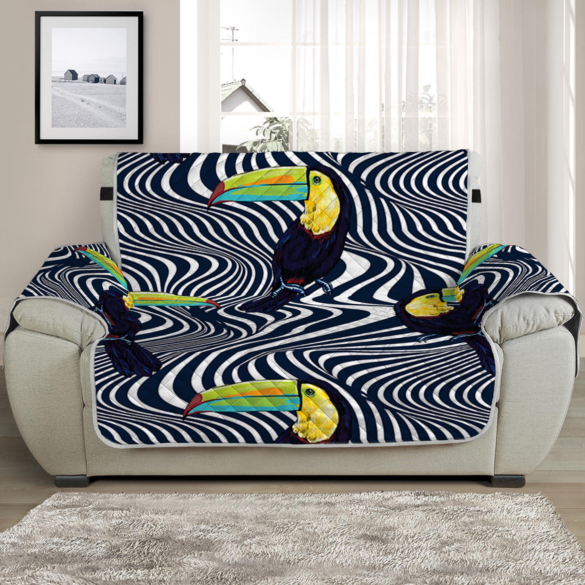 Illusion Toucan Print Half Sofa Protector