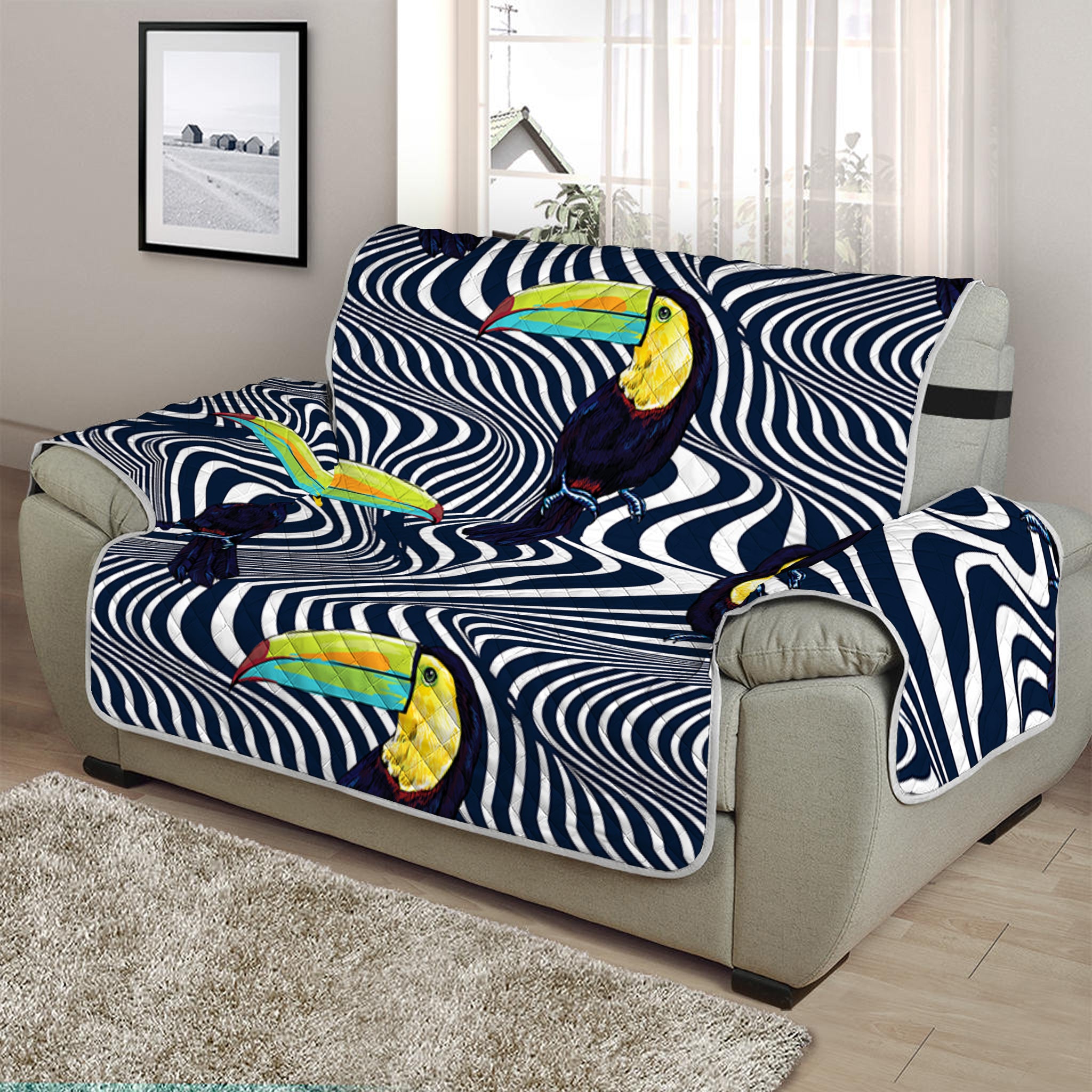 Illusion Toucan Print Half Sofa Protector