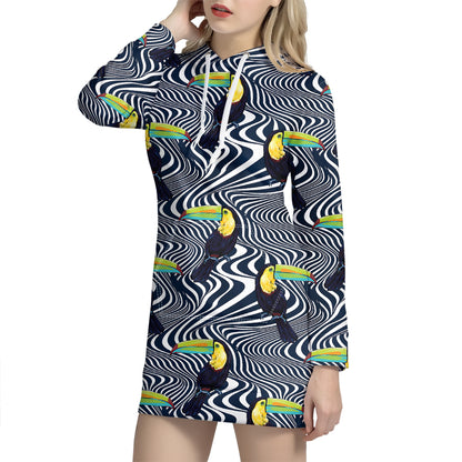Illusion Toucan Print Hoodie Dress