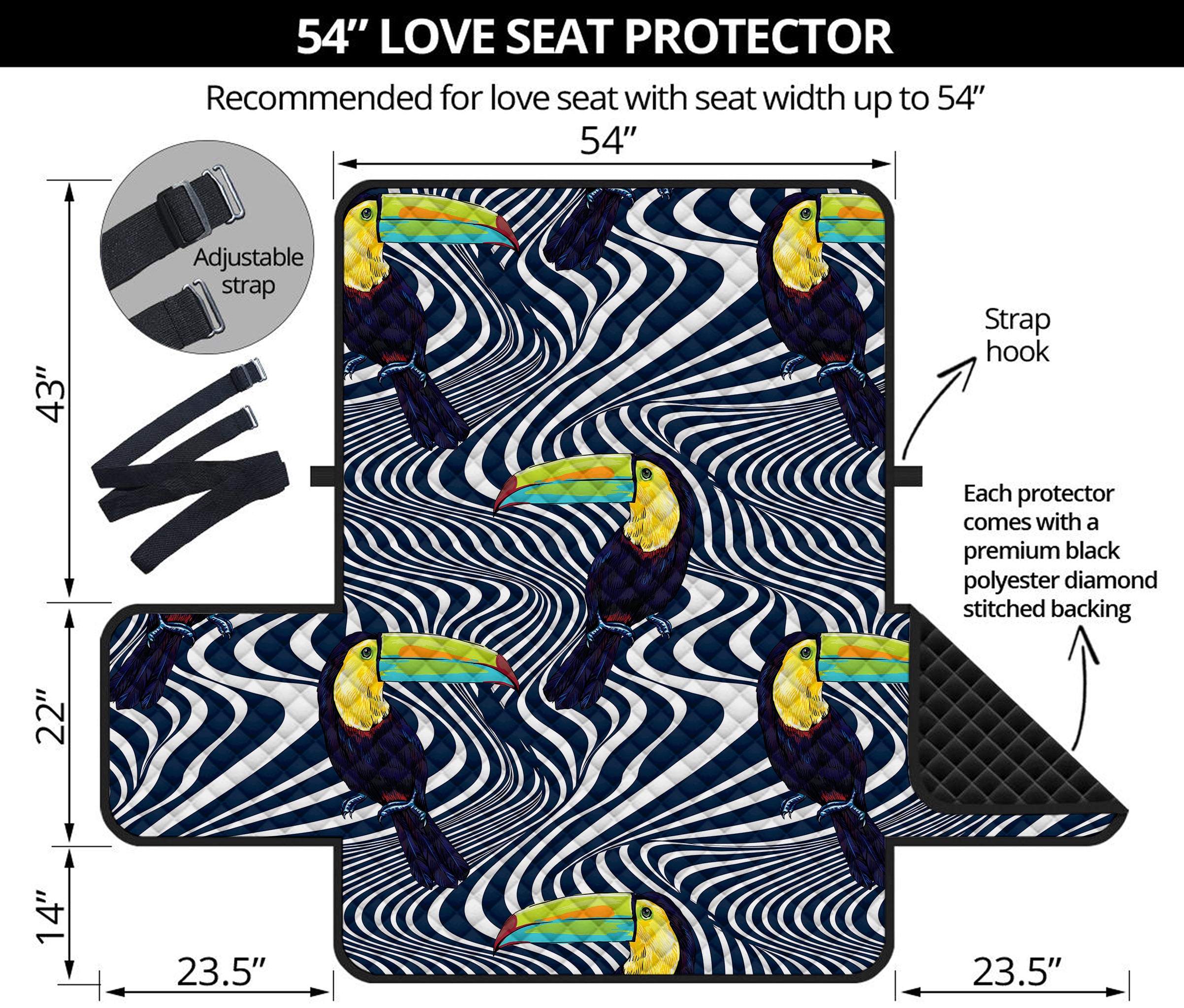 Illusion Toucan Print Loveseat Protector