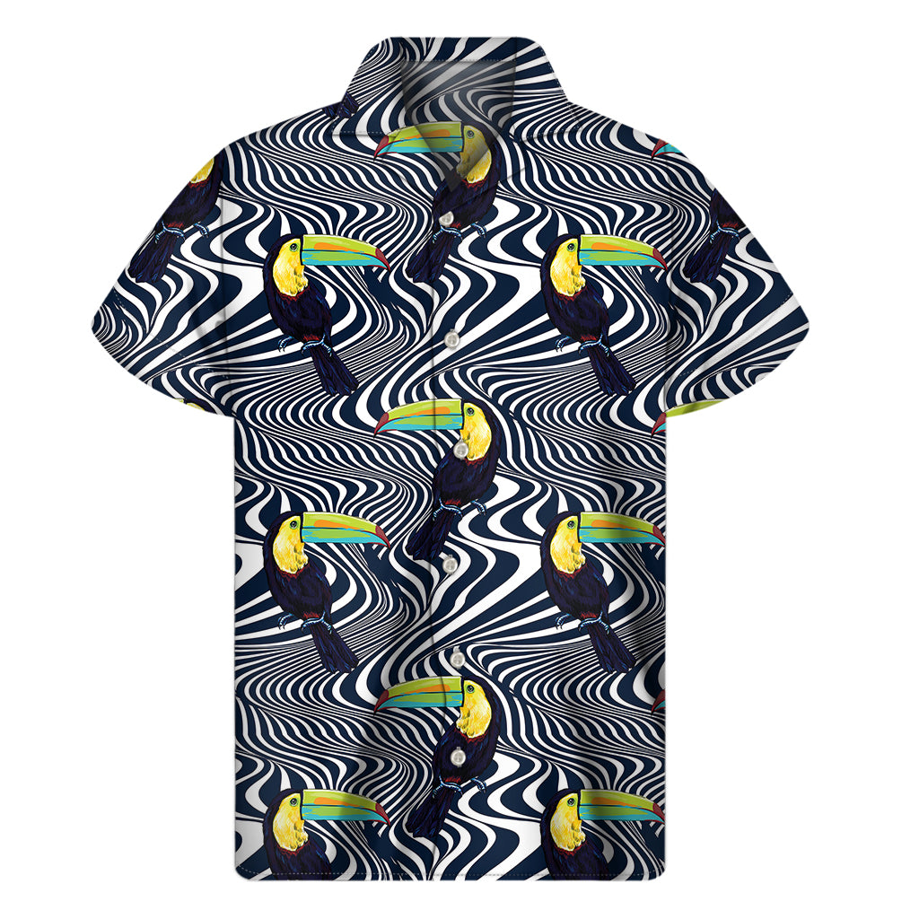 Illusion Toucan Print Men's Short Sleeve Shirt