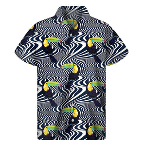 Illusion Toucan Print Men's Short Sleeve Shirt