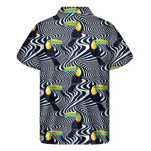 Illusion Toucan Print Men's Short Sleeve Shirt