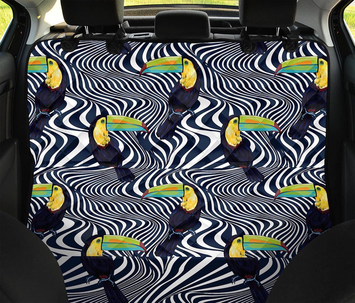 Illusion Toucan Print Pet Car Back Seat Cover