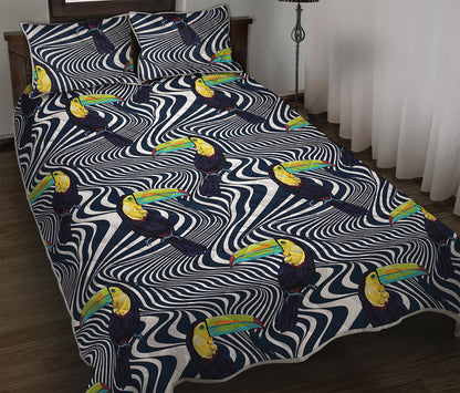 Illusion Toucan Print Quilt Bed Set
