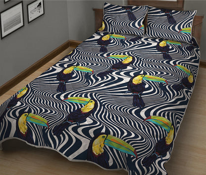 Illusion Toucan Print Quilt Bed Set