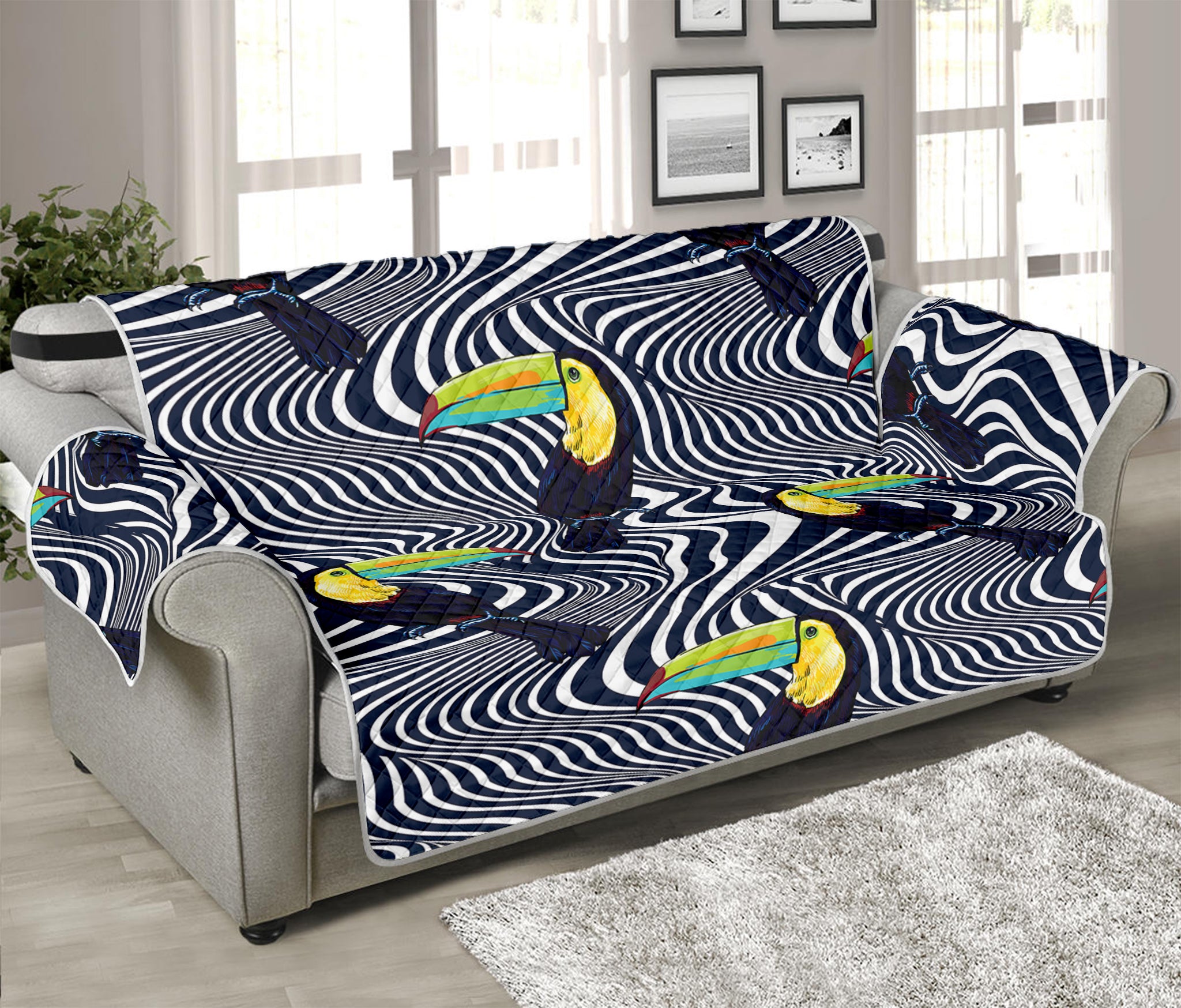 Illusion Toucan Print Sofa Protector