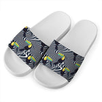 Illusion Toucan Print White Slide Sandals