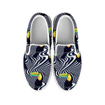 Illusion Toucan Print White Slip On Shoes