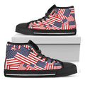 Independence Day USA Flag Pattern Print Black High Top Sneakers