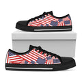 Independence Day USA Flag Pattern Print Black Low Top Sneakers