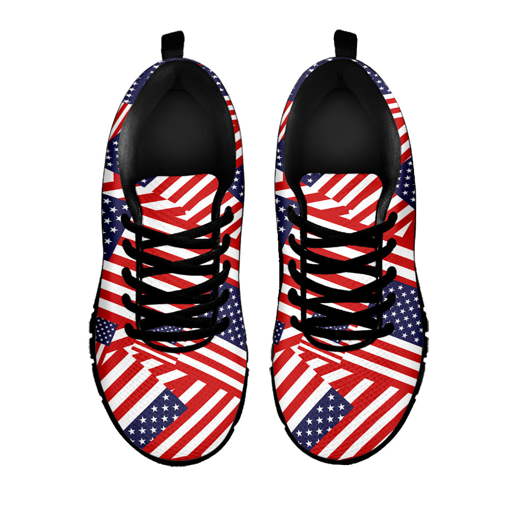 Independence Day USA Flag Pattern Print Black Sneakers