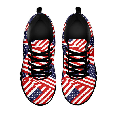 Independence Day USA Flag Pattern Print Black Sneakers