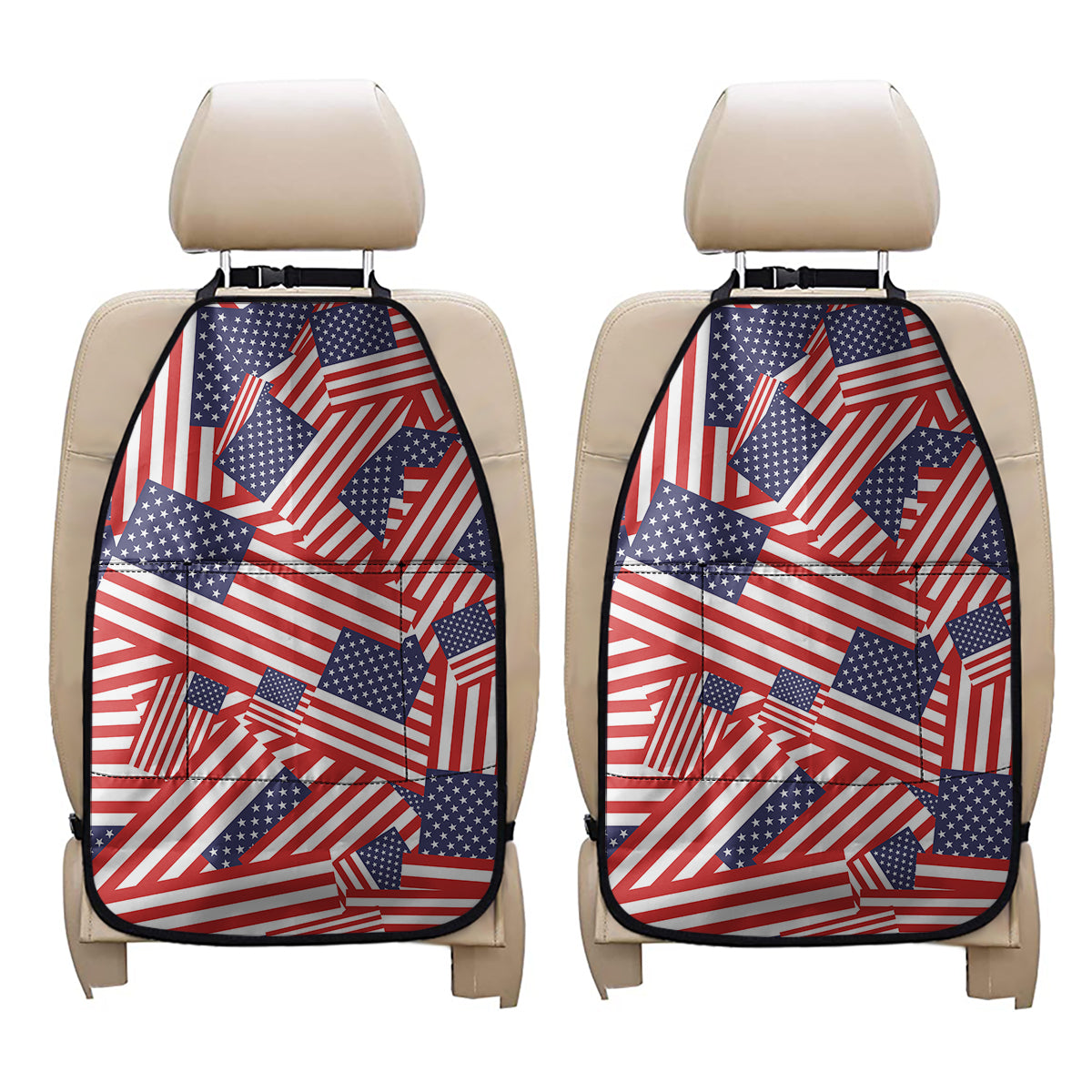 Independence Day USA Flag Pattern Print Car Seat Organizers