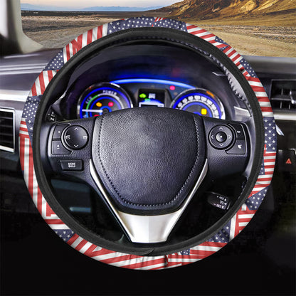 Independence Day USA Flag Pattern Print Car Steering Wheel Cover
