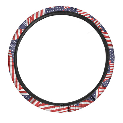 Independence Day USA Flag Pattern Print Car Steering Wheel Cover