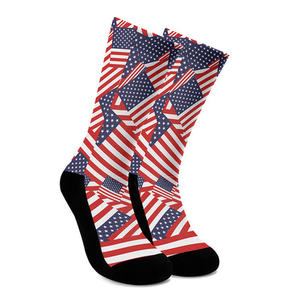 Independence Day USA Flag Pattern Print Crew Socks