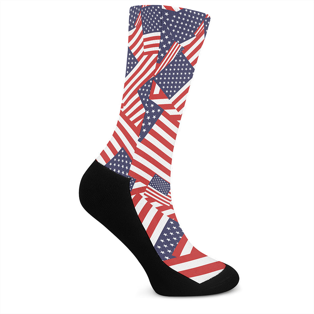 Independence Day USA Flag Pattern Print Crew Socks