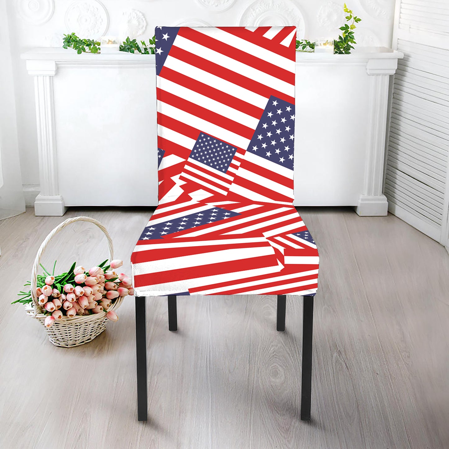 Independence Day USA Flag Pattern Print Dining Chair Slipcover