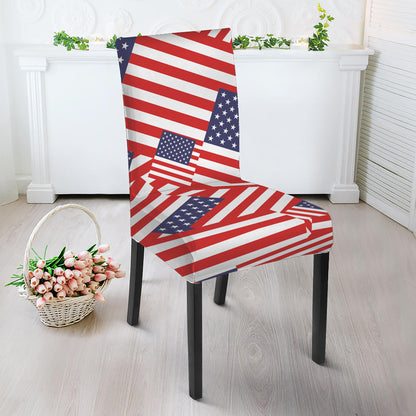 Independence Day USA Flag Pattern Print Dining Chair Slipcover