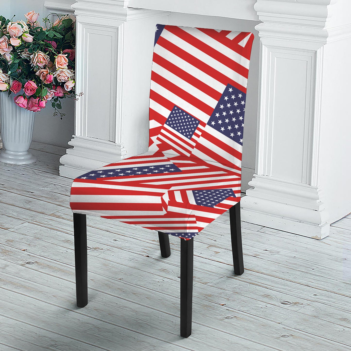 Independence Day USA Flag Pattern Print Dining Chair Slipcover