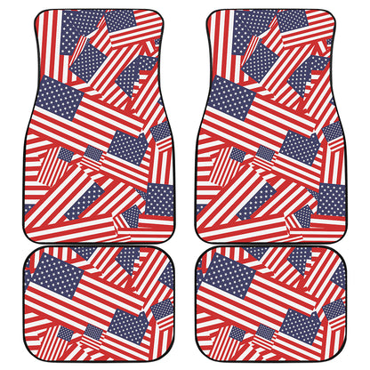 Independence Day USA Flag Pattern Print Front and Back Car Floor Mats