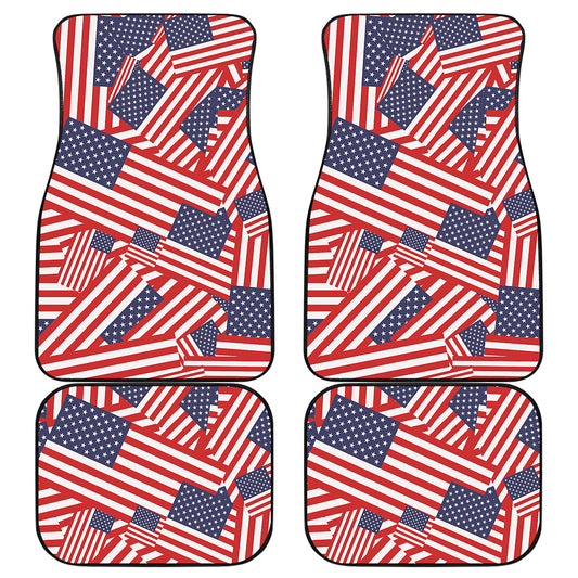 Independence Day USA Flag Pattern Print Front and Back Car Floor Mats