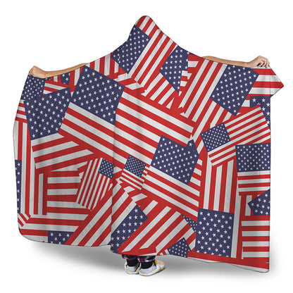 Independence Day USA Flag Pattern Print Hooded Blanket