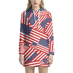Independence Day USA Flag Pattern Print Hoodie Dress