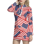 Independence Day USA Flag Pattern Print Hoodie Dress