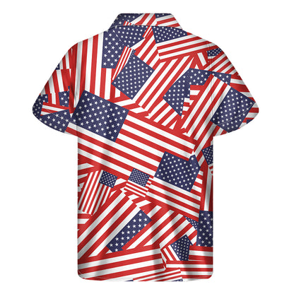 Independence Day USA Flag Pattern Print Men's Short Sleeve Shirt